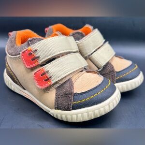 Julius Beige, Brown and Orange Velcro Kids Sneakers